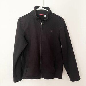 IZOD Women's Black Full Zip Sweater Jacket Size L